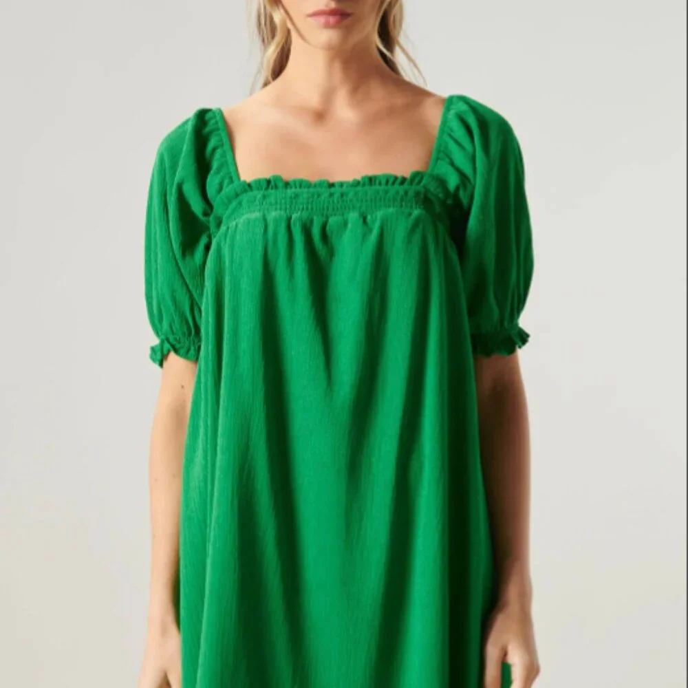 SUGARLIPS Womens LG Kelly Green Miss Sunshine Convertible Sleeve Babydoll Dress - Picture 12 of 12